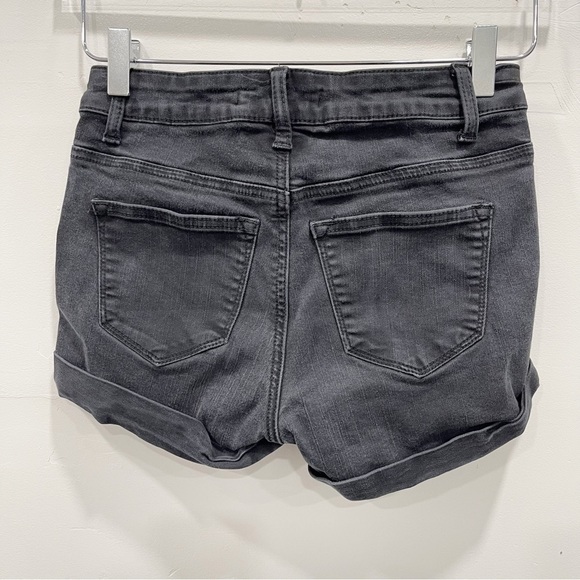 Kancan Washed Black Distressed Cuffed Denim Shorts Size 25 - Picture 2 of 9